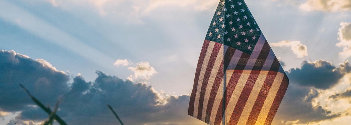 American Flag with sky background